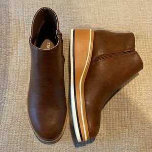 new (without tags) brown wedge bootie - super lightweight + comfy. never worn
